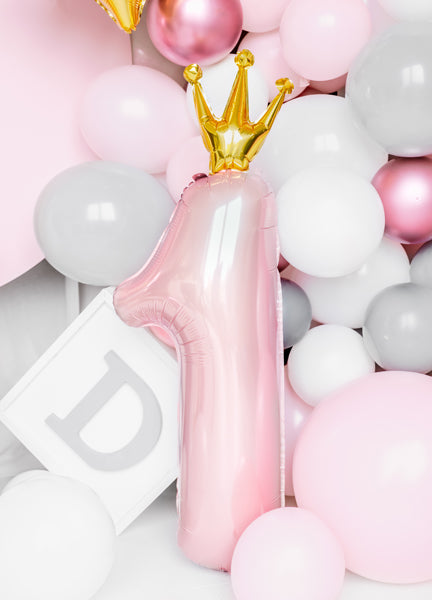 Foil Balloon Number ''1'', 30x90cm, light pink