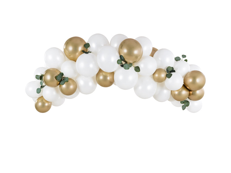 Balloon garland - white and gold, 200cm (1 pkt / 60 pc.)