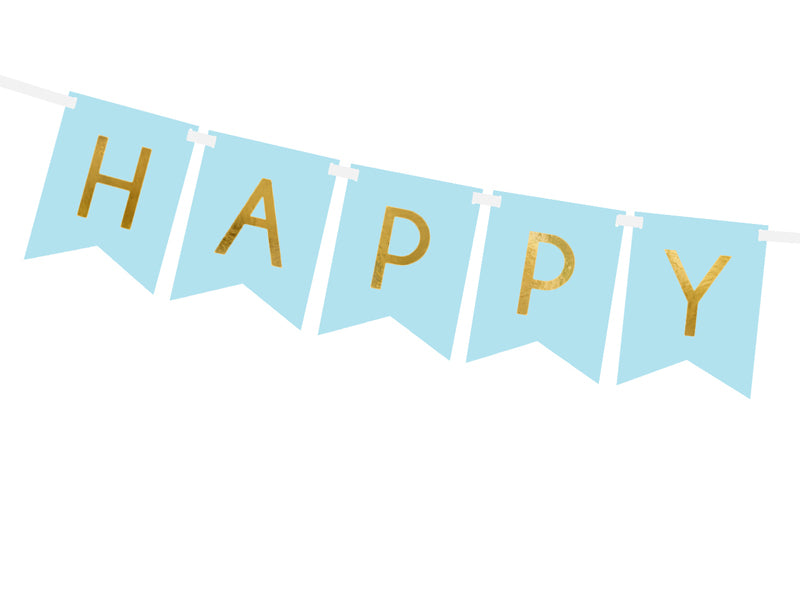 Banner Happy Birthday, light blue, 15 x 175 cm