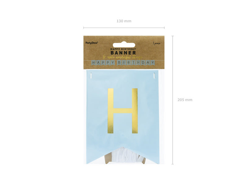 Banner Happy Birthday, light blue, 15 x 175 cm