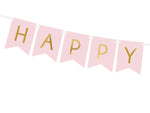 Ladda upp bild till gallerivisning, Banner Happy Birthday, light pink, 15 x 175 cm
