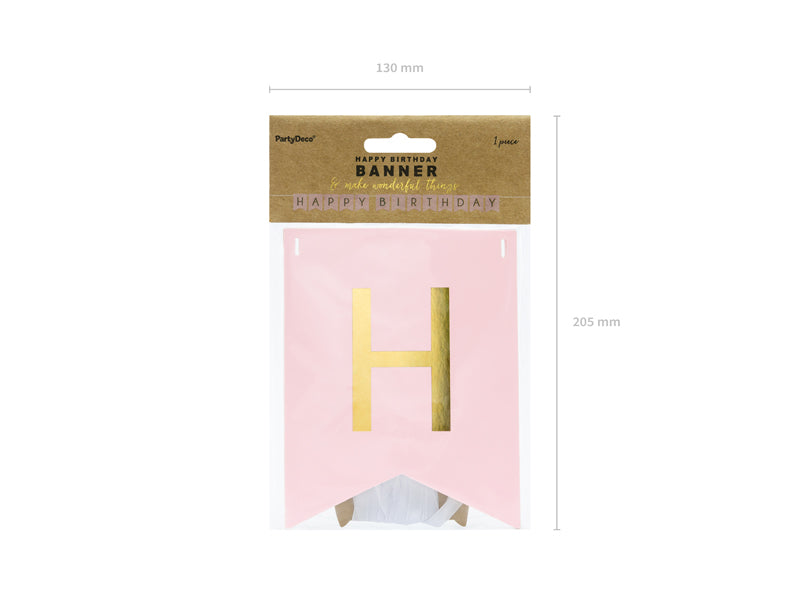 Banner Happy Birthday, light pink, 15 x 175 cm