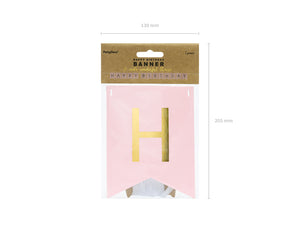 Banner Happy Birthday, light pink, 15 x 175 cm