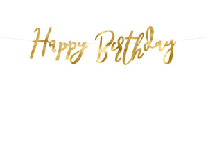 Banner Happy Birthday, gold, 16.5x62cm