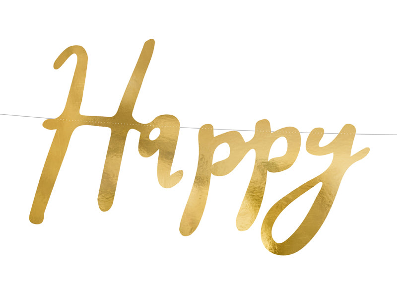 Banner Happy Birthday, gold, 16.5x62cm