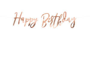 Banner Happy Birthday, rose gold, 16.5x62cm