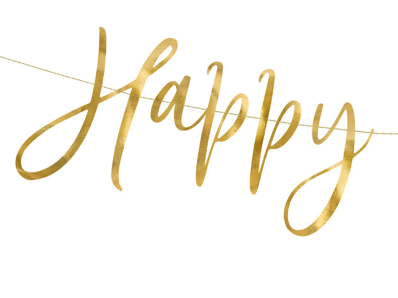 Banner Happy New Year,  gold, 66x18cm