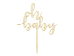 Ladda upp bild till gallerivisning, Wooden cake topper Oh baby, 17cm
