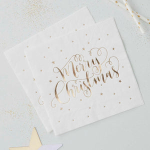 Gold Foiled Merry Christmas Napkins