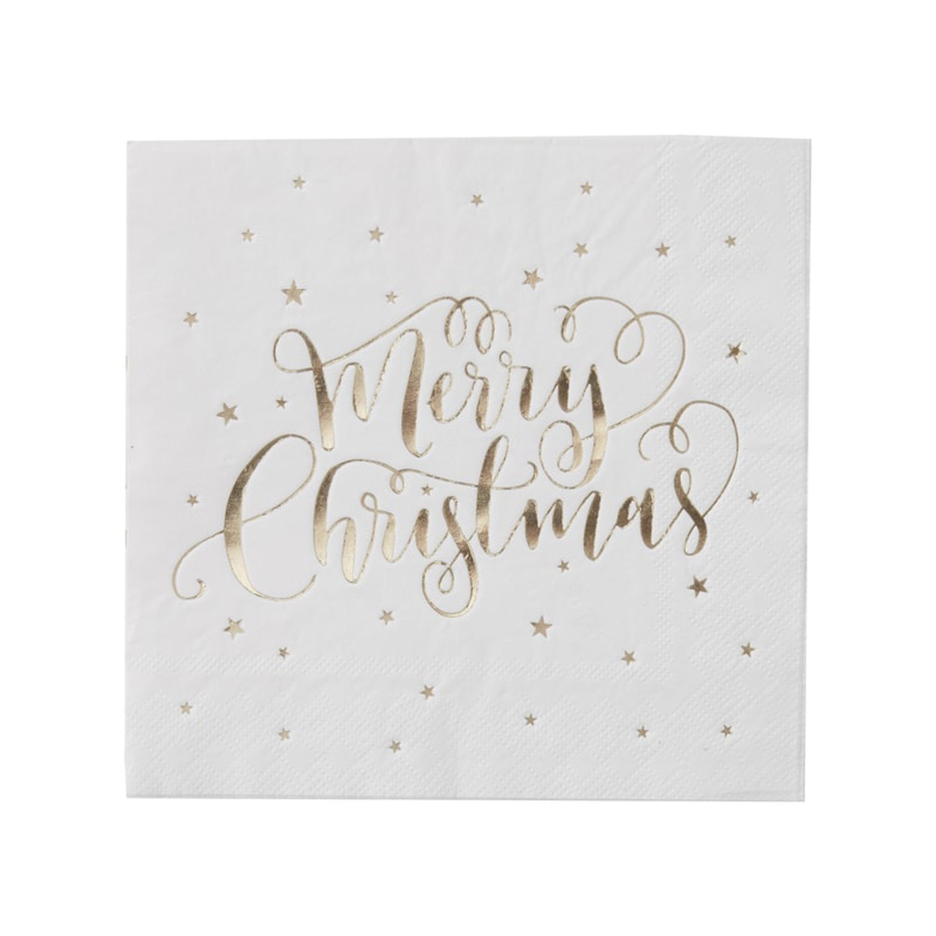 Gold Foiled Merry Christmas Napkins