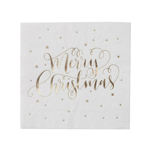 Gold Foiled Merry Christmas Napkins