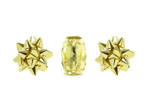 Set of ribbons and rosettes, gold, mix (1 pkt / 3 pc.)