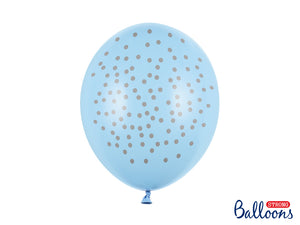 Balloons 30cm, Dots, Pastel Baby Blue (1 pkt / 6 pc.)