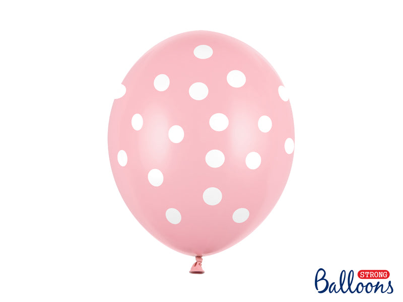 Balloons 30cm, Dots, Pastel Baby Pink (1 pkt / 6 pc.)