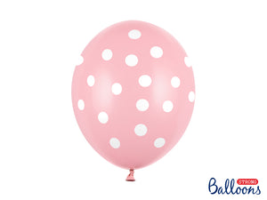 Balloons 30cm, Dots, Pastel Baby Pink (1 pkt / 6 pc.)