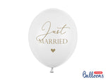 Ladda upp bild till gallerivisning, Balloons 30cm, Just Married, Pastel Pure White (1 pkt / 6 pc.)
