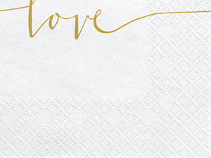 Napkins Love, gold, 33x33cm (1 pkt / 20 pc.)