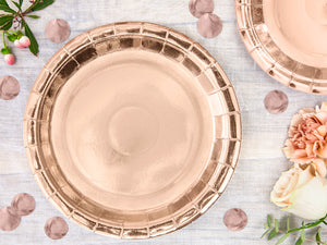 Round paper plates, rose gold, 23cm (1 pkt / 6 pc.)