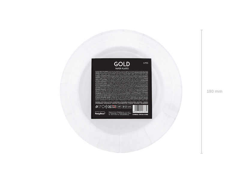 Plates, gold, 18cm (1 pkt / 6 pc.)