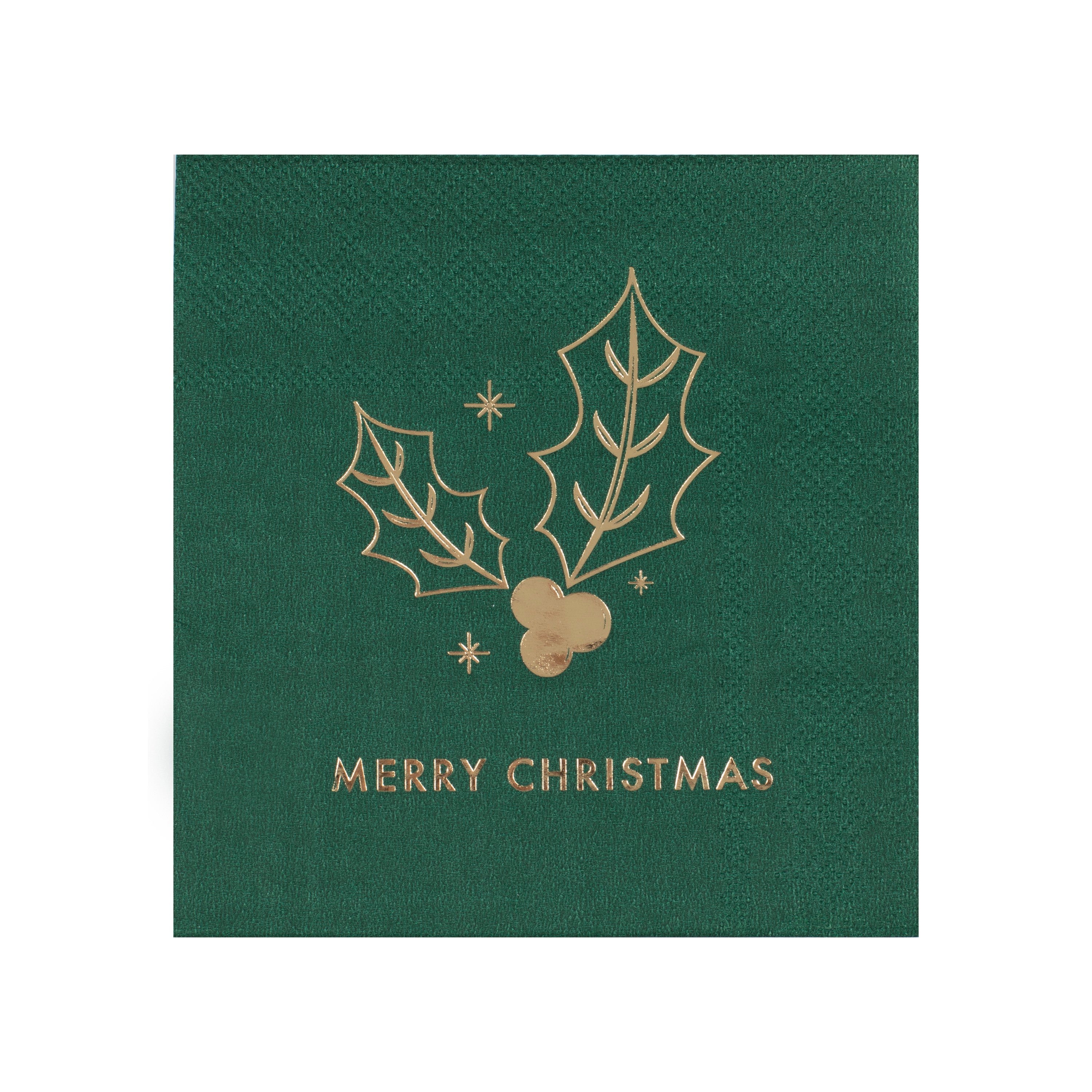 Green Merry Christmas Cocktail Napkins