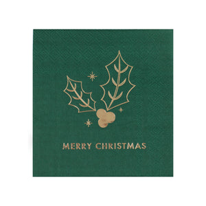Green Merry Christmas Cocktail Napkins