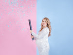 Ladda upp bild till gallerivisning, Gender reveal confetti cannon - Ready to pop, blue, 60cm
