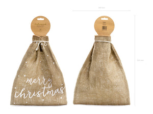 Jute sack Merry Christmas, white, 30x42cm