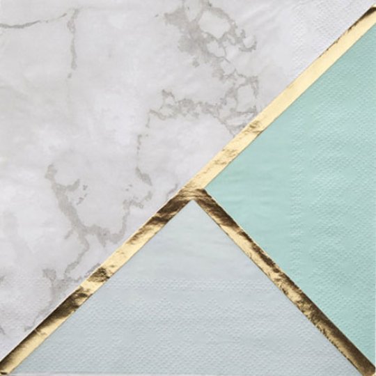 COLOUR BLOCK MARBLE MINT PAPER NAPKINS (16)