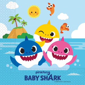 20 Two-Ply Paper Napkins 33x33cm - Baby Shark - FSC
