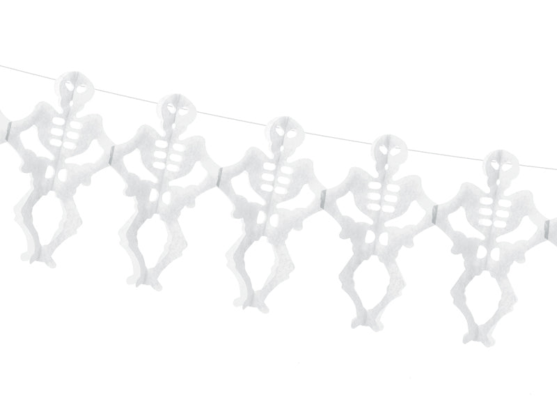 Tissue garland Skeletons, white, 3m