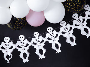 Tissue garland Skeletons, white, 3m