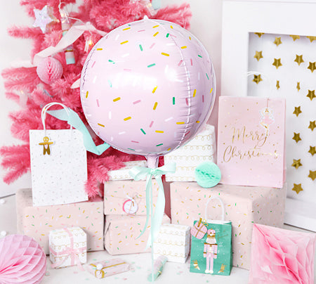 Foil balloon Ball - Sprinkle, 40cm, light pink