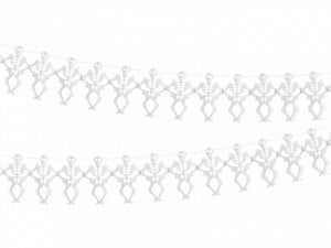 Tissue garland Skeletons, white, 3m