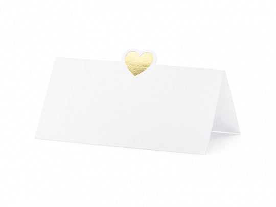 Place cards - Heart, gold, 10x5cm